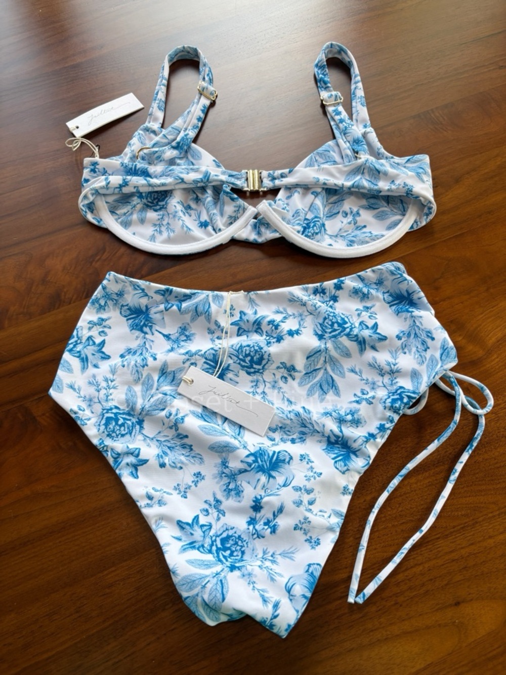 Juillet Wilder Floral Bikini - Izzy Top Large & Bodhi Bottom Small NWT Blue - Picture 4 of 17
